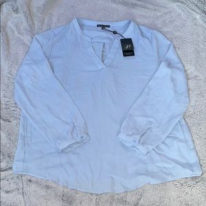 Adrianna Papell Pale Blue Long Sleeve Blouse